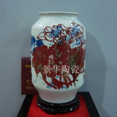 景德镇陶瓷手绘名家花瓶青花釉里红名人名作名家作品花瓶瓷画摆件