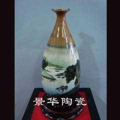 景德镇陶瓷名人名作名家秋生作品山里人家手绘瓷器艺术品花瓶摆件